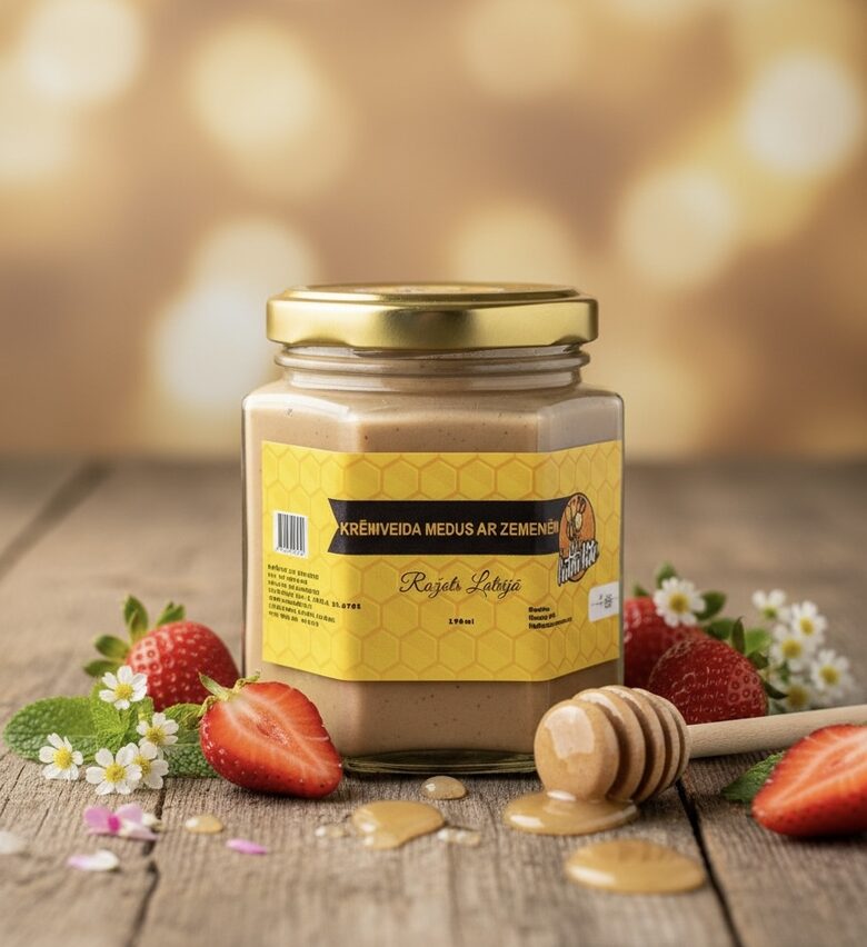 Krēmveida medus ar zemenēm