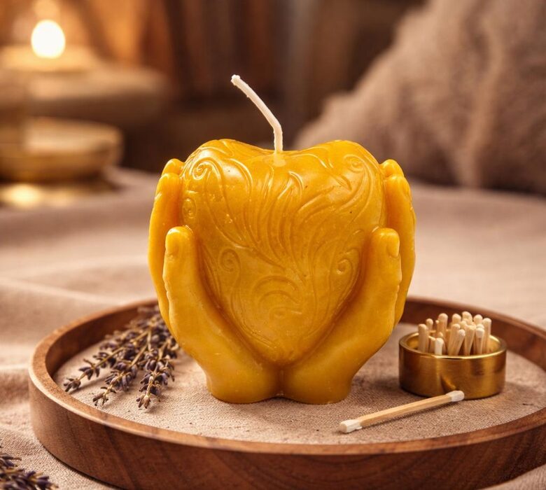 Beeswax Candle “Love in Your Hands” – Valentine’s Day Gift
