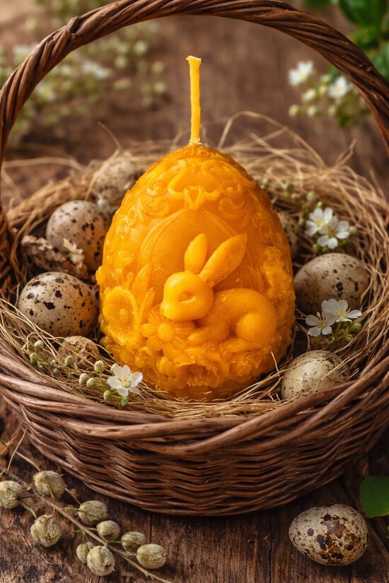 Easter Beeswax Candle “Bunny in Egg” – Handmade