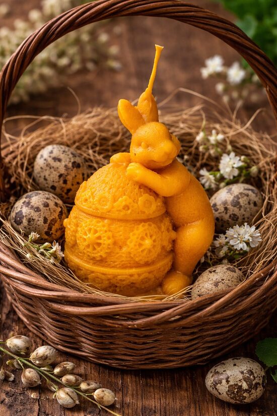 Beeswax Candle “Bunny with Egg” – Handmade