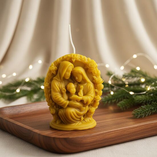 “Holy Family Light” beeswax candle