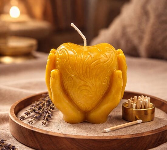 Beeswax Candle “Love in Your Hands” – Valentine’s Day Gift